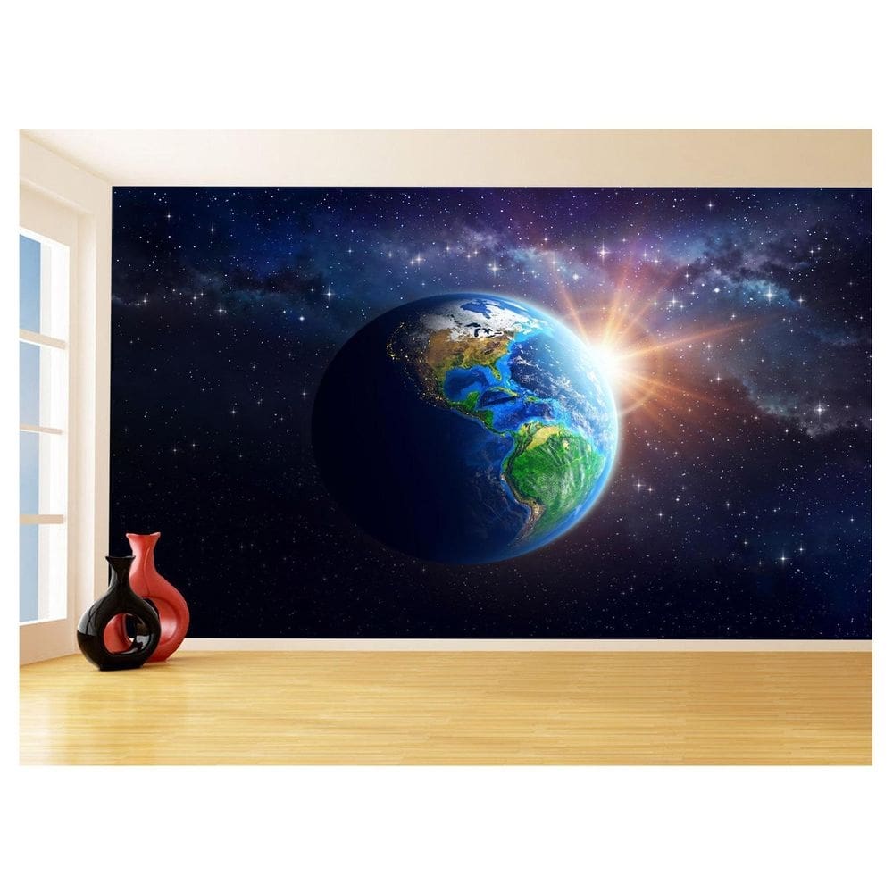 Papel De Parede Espaço Estrelas Planeta Terra 3,5M Nsp194