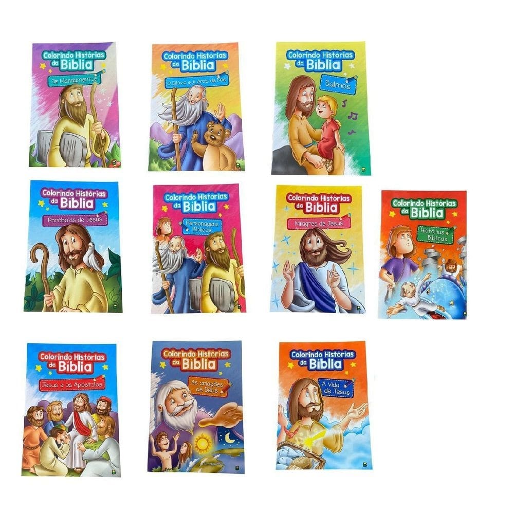 Kit Com 20 Livros Colorindo Histórias Da Bíblia Infantil