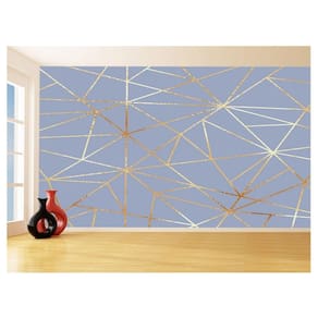 Papel De Parede Geométrico Cinza Azulado Risco 3,5M Gmt14