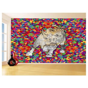 Papel De Parede 3D Animais Pop Art Touro Bull 3,5M Pxa158
