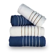 Jogo com 4 Toalhas Wave Premium 450g/m² Algodão Banhão e Rosto Azul e Branco