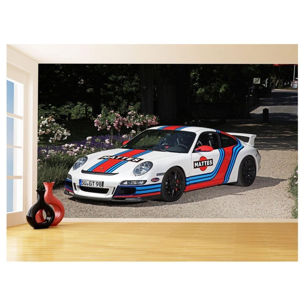 Papel De Parede 3D Carro Porsche 911 Gt Pista 3,5M Car320