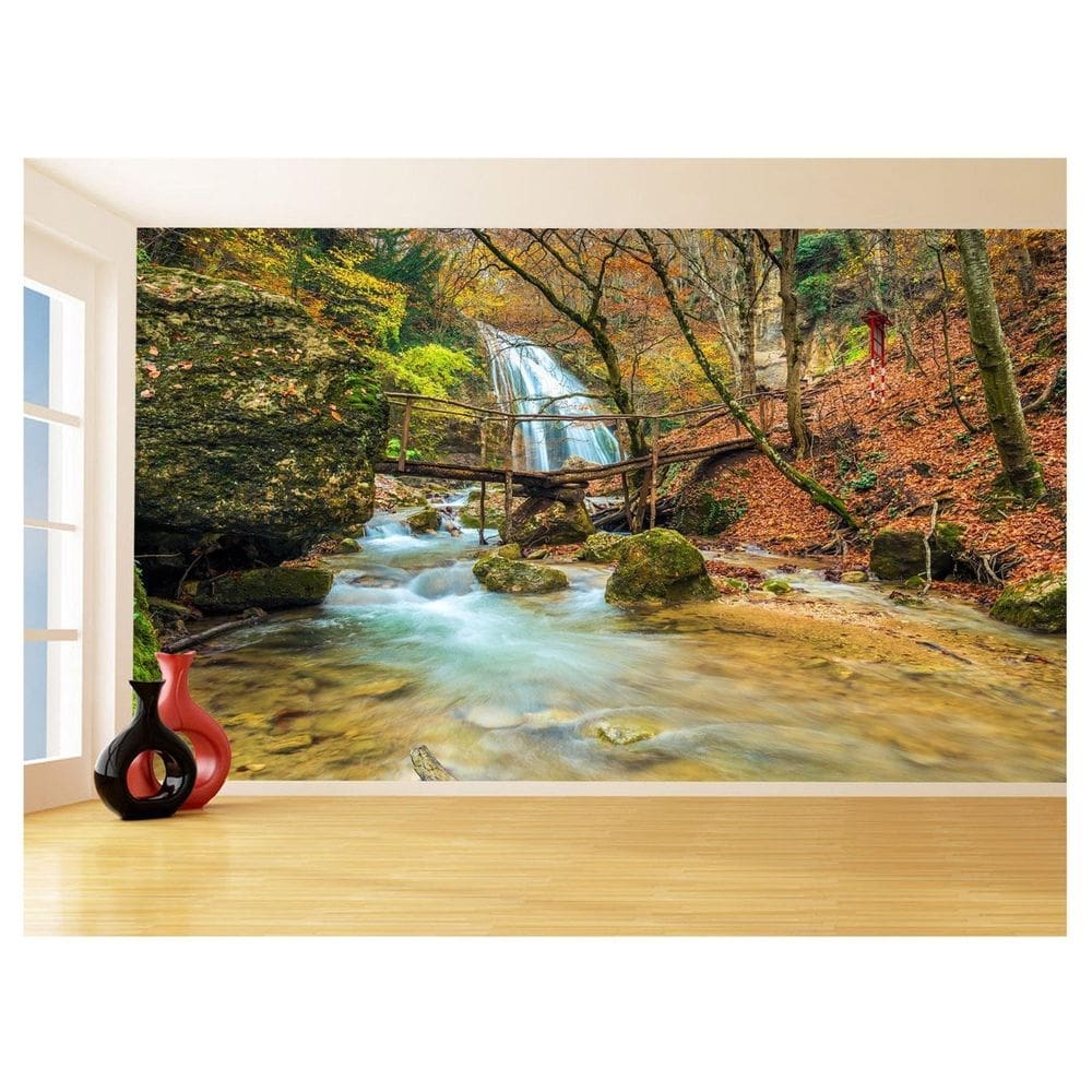 Papel De Parede 3D Paisagem Cachoeira Florestas 3,5M Nch250