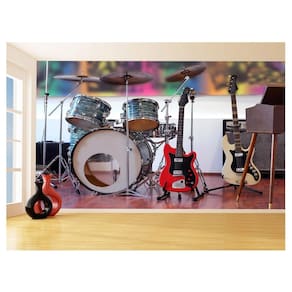 Papel De Parede Musica Bateria E Guitarra Rock 3,5M Mus57