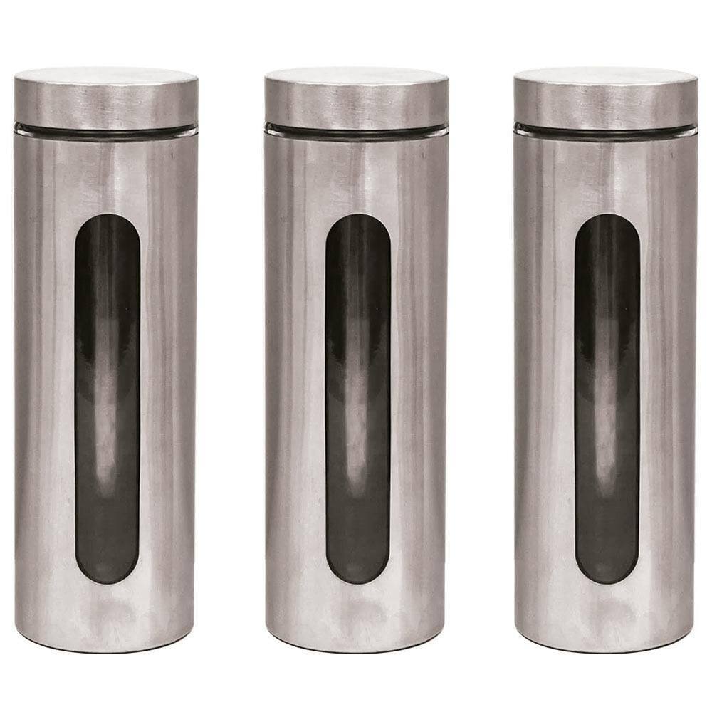 Kit 3 Pote Inox Visor Hermético 1,8L - Mimo Style