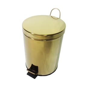 Lixeira Dourada Aco Inox Para Banheiro Com Pedal 5L Fineza