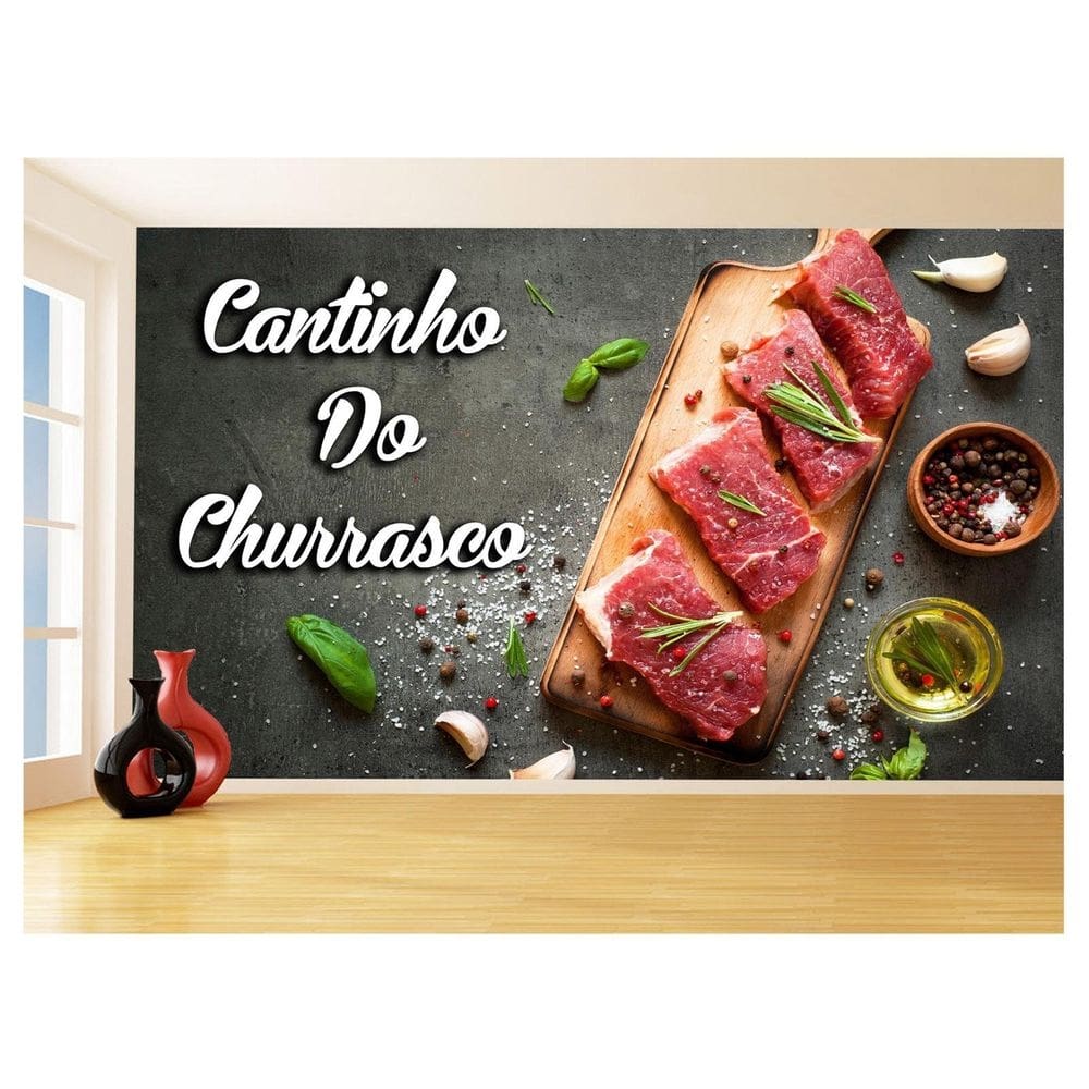 Papel De Parede Alimentos Carne Churrasco Bife 3,5M Al303