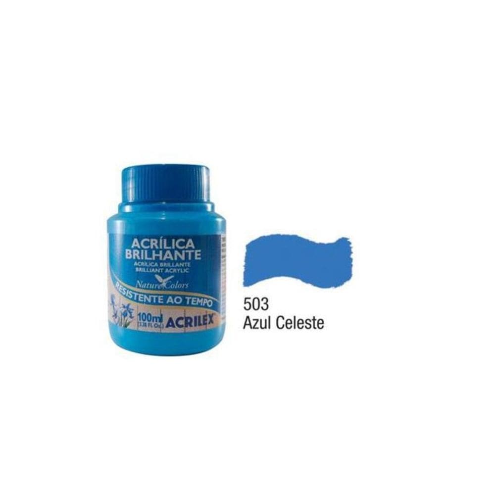 Tinta Acrílica Brilhante Azul Celeste 503 Acrilex 100Ml