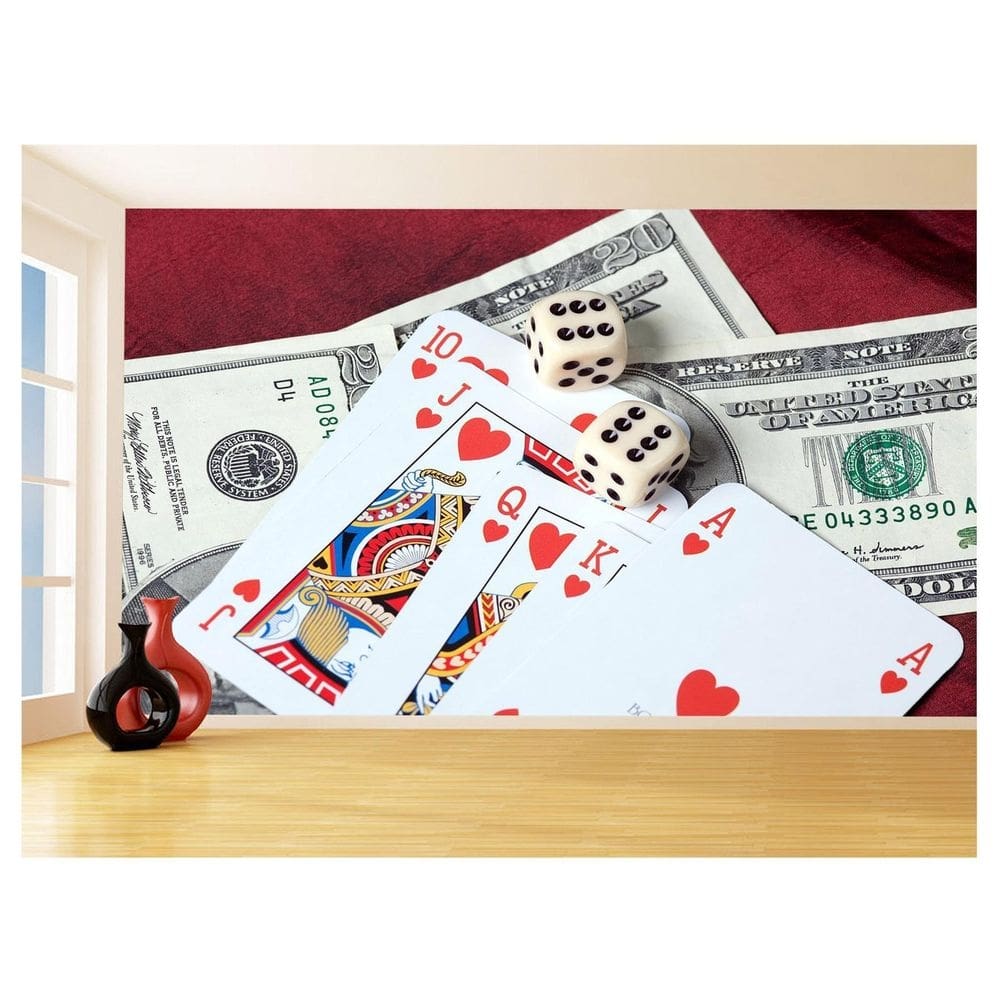 Papel De Parede 3D Salão De Jogos Cartas Poker 3,5M Jcs45