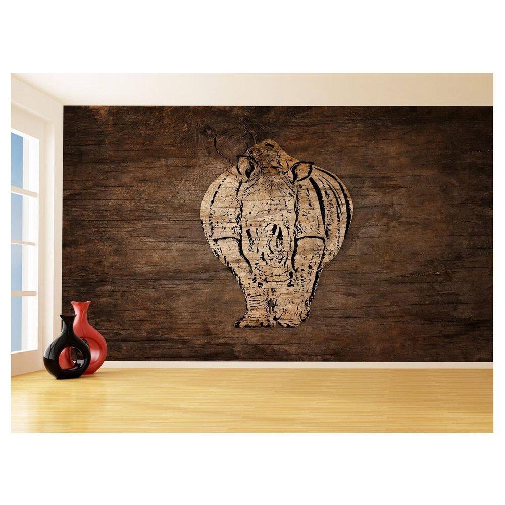 Papel De Parede 3D Animais Pop Art Rinoceronte 3,5M Pxa529