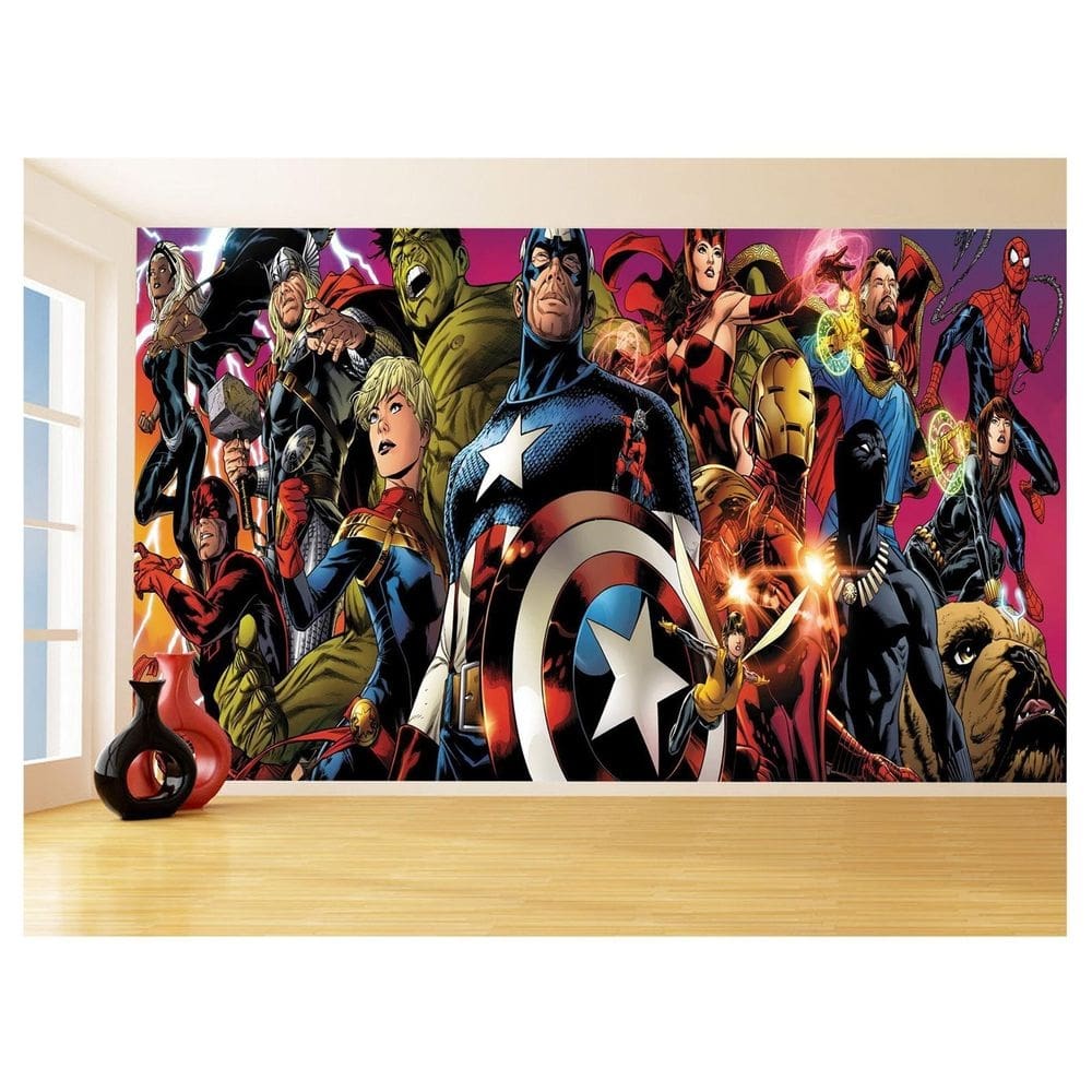 Papel De Parede 3D Heróis Vingadores Arte Hq 3,5M Nhma303