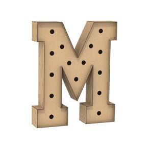 Letra Caixa Grande M Mdf 100Cm Altura Furo Lampad Iluminação