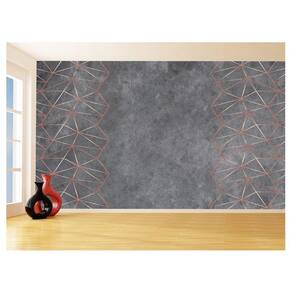 Papel De Parede 3D Concreto Linhas Dourado Rose 3,5M Kkt209