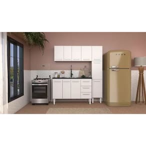 Conjunto Cozinha Completo Para Pia 1,40metros Gabinete + Aéreo + Paneleiro 100% em Aço  - Venus Cozimax