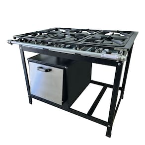 Fogão Alta Pressão 6 Bocas Alcazon com Forno 75 Litros Tampa Inox ACZ-010+ACZF-004