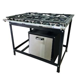 Fogão Baixa Pressão 6 Bocas Alcazon com Forno 75 Litros Tampa Inox ACZ-005+ACZF-003