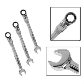 Kit Chave Combinada Catraca Cabeça Articulada 11Mm 12Mm 15Mm