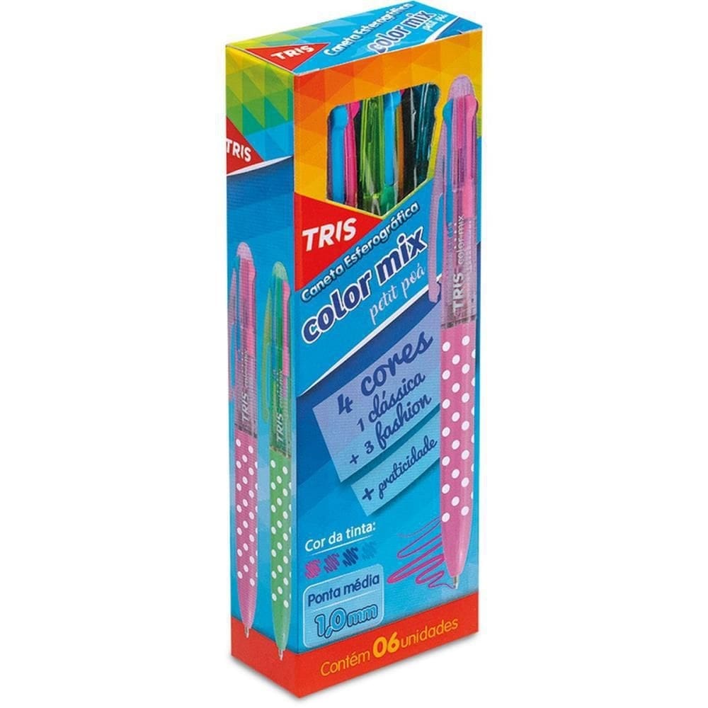 Caneta Esferografica Tris Color Mix Poa 1.0Mm 4Core - /06