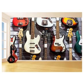 Papel De Parede 3D Musica Guitarra Cores Loja 3,5M Mus119
