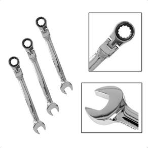 Kit Chave Combinada Catraca Cabeça Articulada 11Mm 12Mm 15Mm
