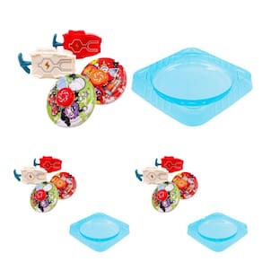 Beyblade Completo 2 Lançadores, 2 Discos e Arena Brinquedo Vermelho e Verde - Kit de 3 Unidades
