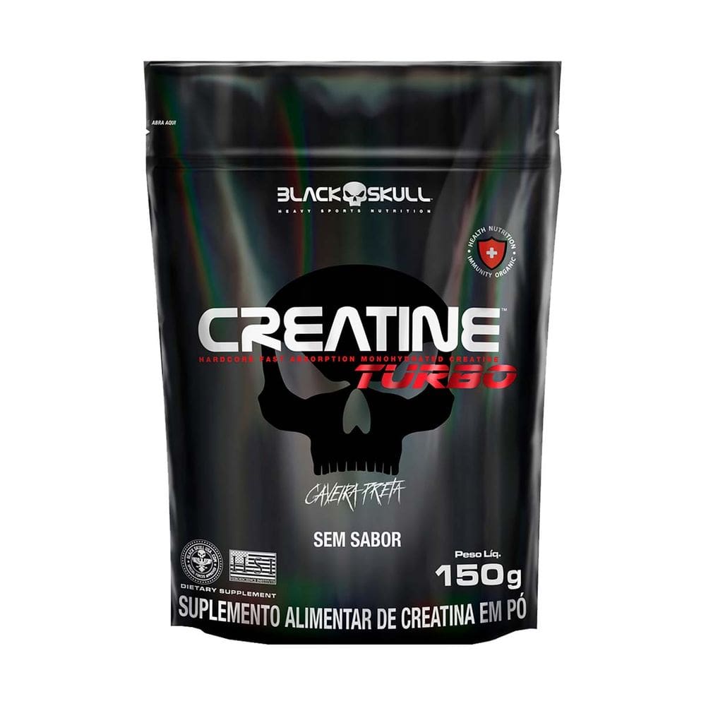 Creatine Turbo Black Skull Stand Up Pouch Sem Sabor 150g