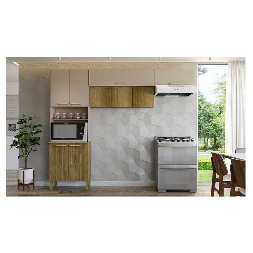 Kit Cozinha Ambiente Urbane 3 Peças Freijó Vanilla Ripado - Kits Paraná