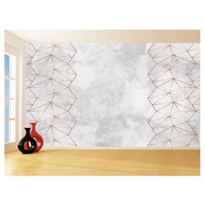 Papel De Parede 3D Concreto Linhas Dourado Rose 3,5M Kkt229