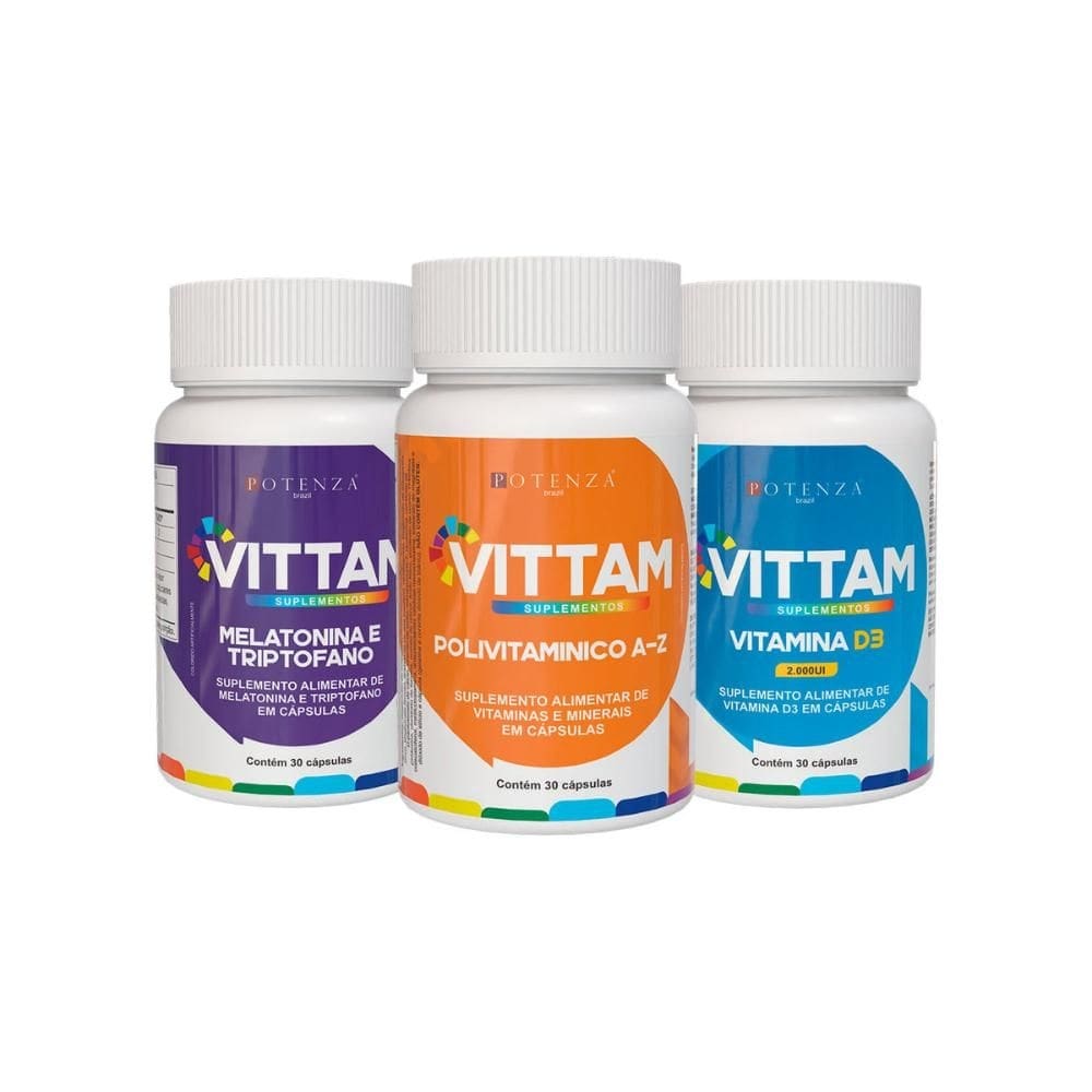 Kit 3 Vitaminas Suplementos Polivitaminico, Vitaminas D3, Triptofano