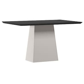 Mesa de Jantar 135x90 cm Barbara com Vidro Off White Preto – New Ceval