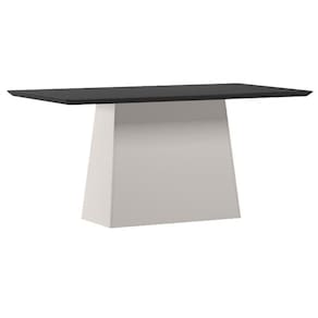Mesa de Jantar 160 cm Barbara com Vidro Off WhIte Preto – New Ceval