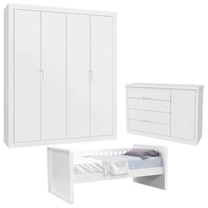 Quarto Infantil com Cama Tutto New 4 Portas Branco Acetinado - Matic