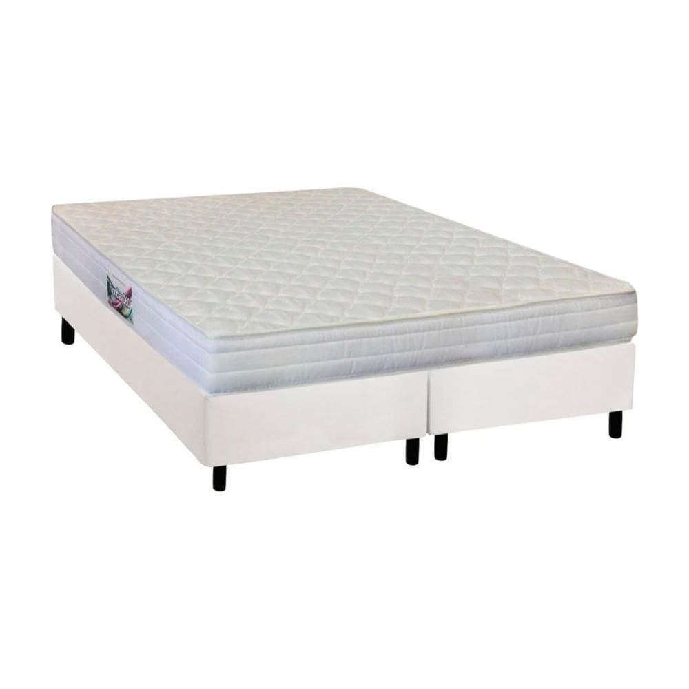 Cama Box Queen: Colchão Espuma Herval AG65 Frontier + Base CRC Courano White(158x198)