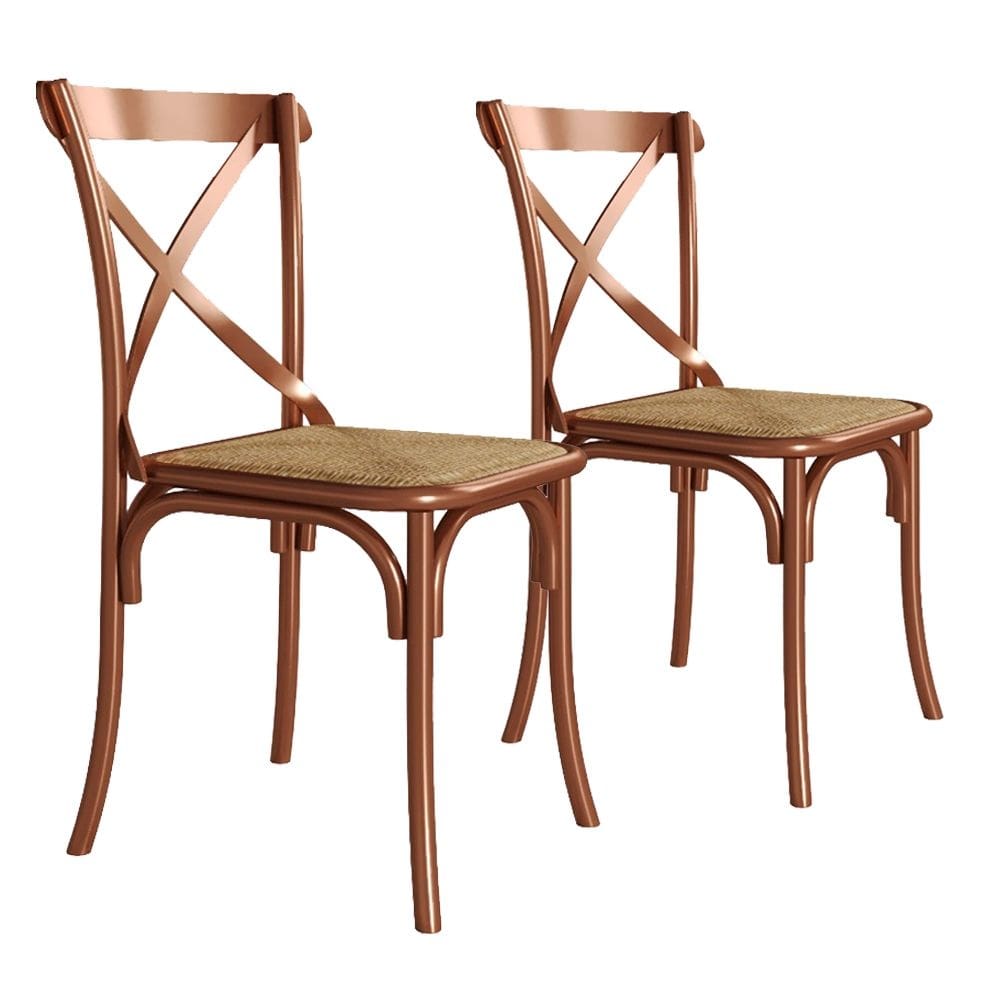 Par Cadeira Katrina Cobre Assento Rattan Bege New Green