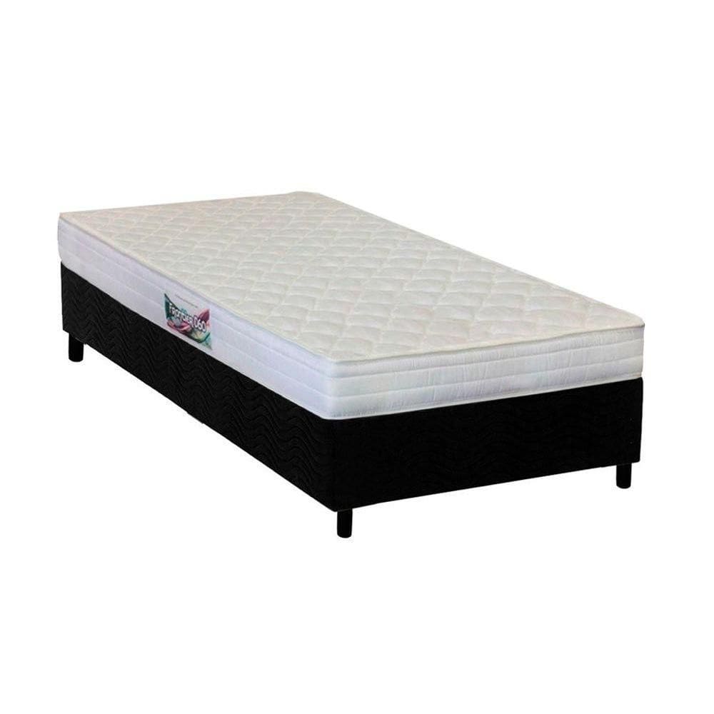 Cama Box Solteiro: Colchão Espuma Herval AG65 Frontier + Base CRC Suede Black(88x188)