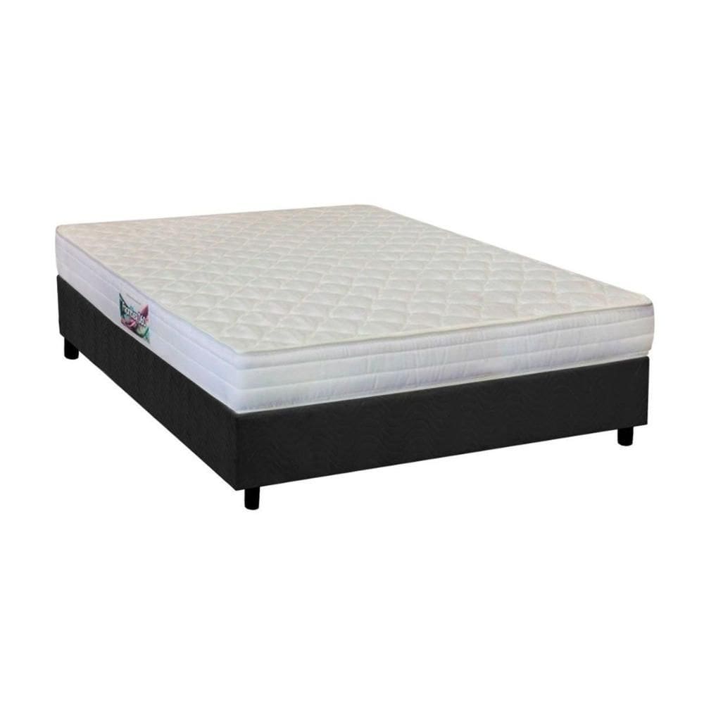 Cama Box Casal: Colchão Espuma Herval AG65 Frontier + Base CRC Suede Gray(138x188)