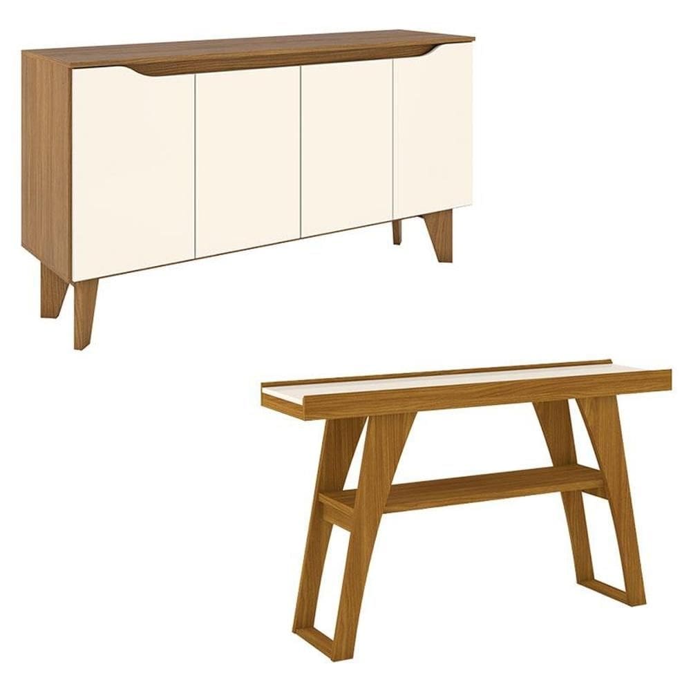 Buffet Quartzo e Aparador Menphis Off White Nature – Henn