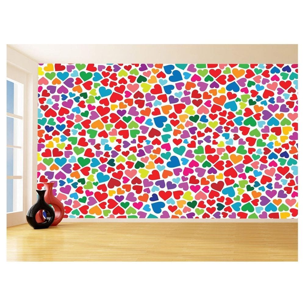 Papel De Parede 3D Textura Corações Coloridos 3,5M Txt221
