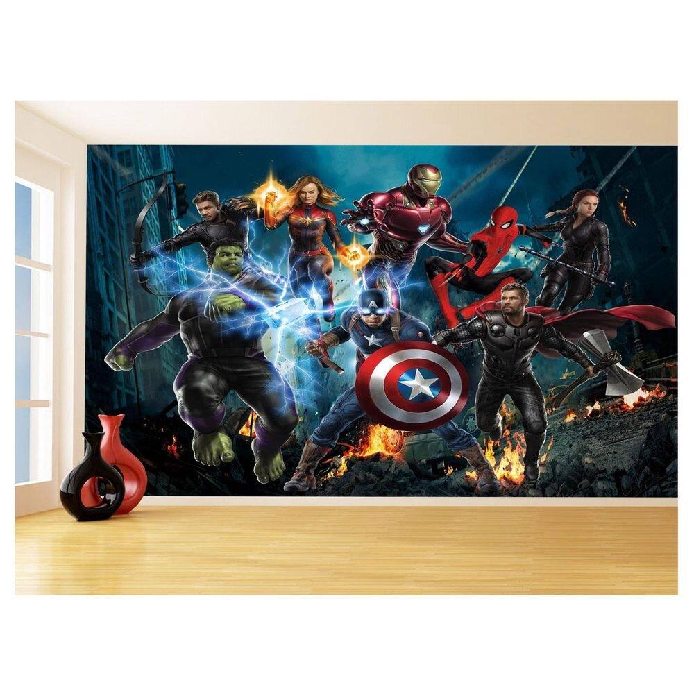 Papel De Parede 3D Heróis Vingadores Hulk Thor 3,5M Nhma122