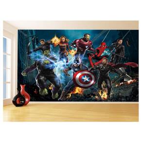 Papel De Parede 3D Heróis Vingadores Hulk Thor 3,5M Nhma122