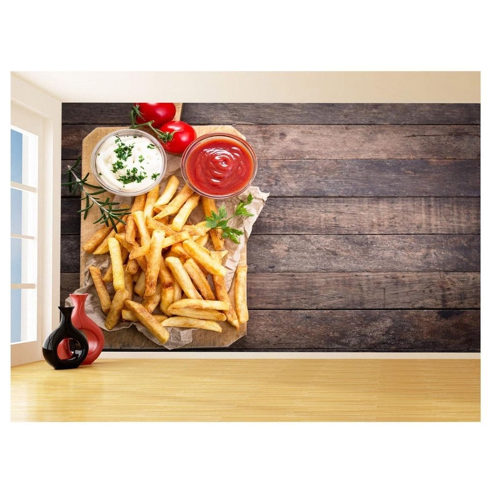 Papel De Parede 3D Alimentos Batatas Frita Dore 3,5M Al329