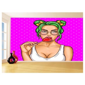 Papel De Parede 3D Arte Rosto Mulher Colorido 3,5M Tra144