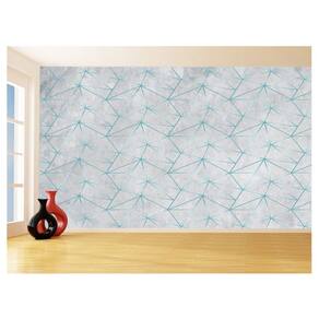 Papel De Parede Concreto Linhas Azul Turquesa 3,5M Kkt286