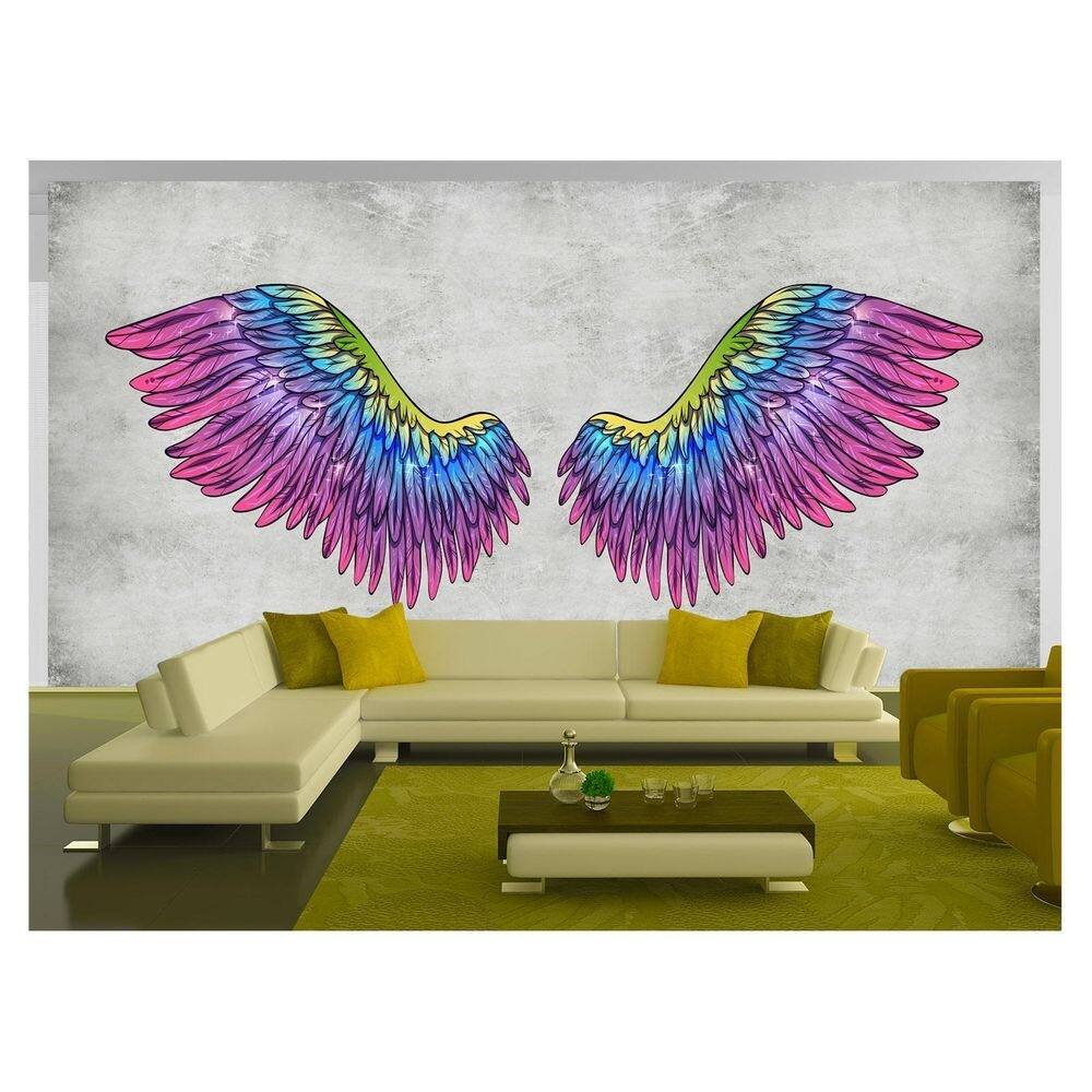 Papel De Parede 3D Arte Asas Selfie Insta Cores 3,5M Tra378