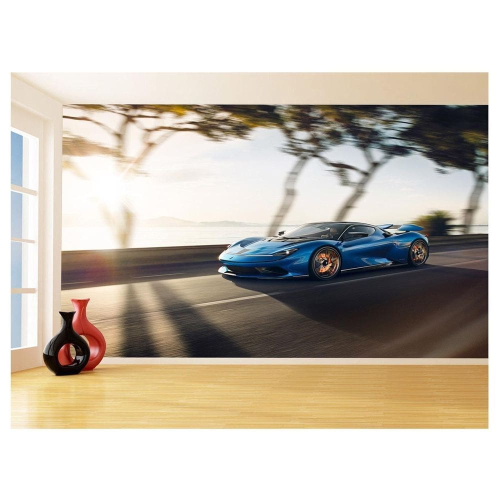 Papel De Parede 3D Carro Ferrari Azul Escuro 3,5M Car162