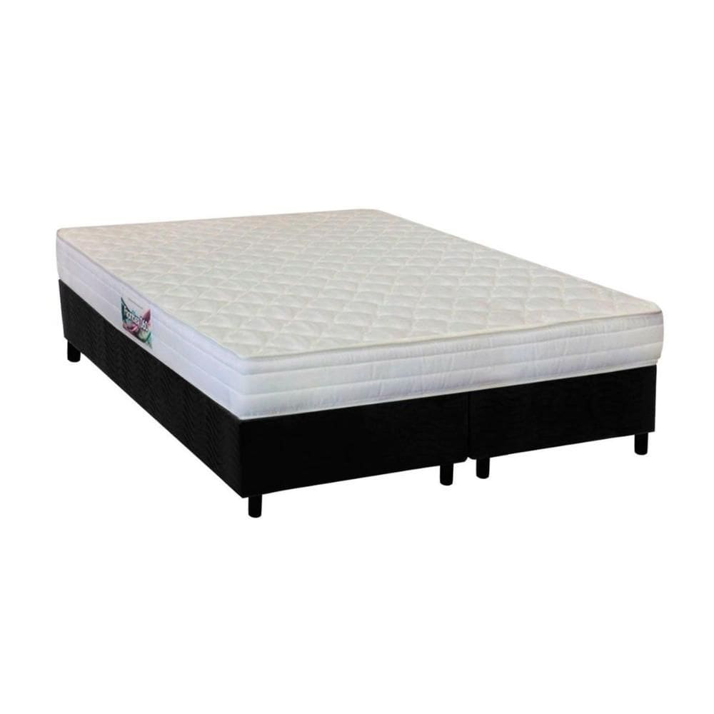 Cama Box Queen: Colchão Espuma Herval AG65 Frontier + Base CRC Suede Black(158x198)