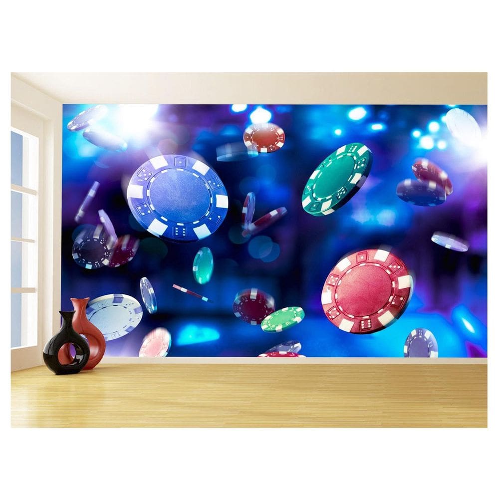Papel De Parede Salão De Jogos Cassino Fichas 3,5M Jcs121