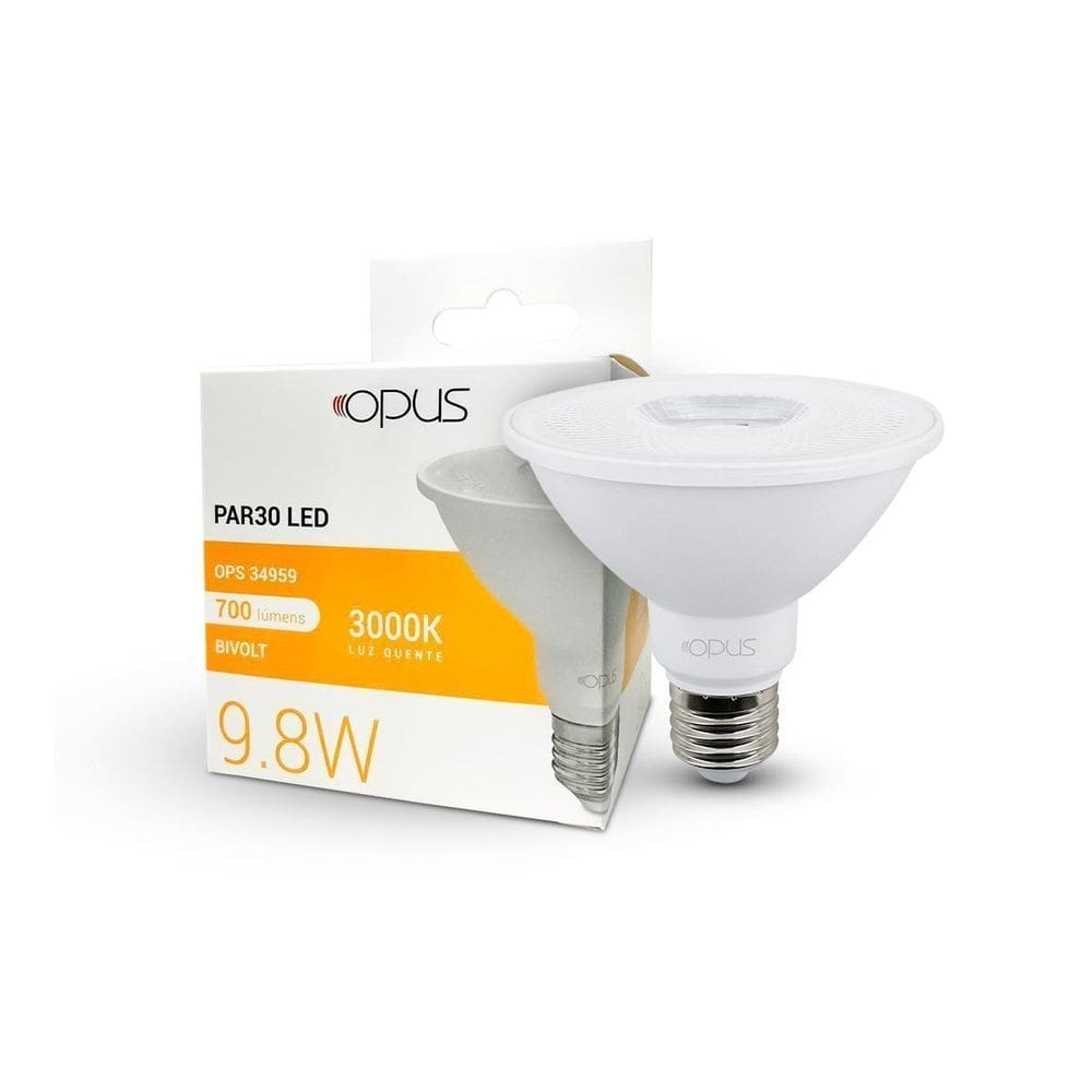 Lâmpada De Led Par30 Luz Quente 3000K 700Lm Bivolt 9.8W Opus
