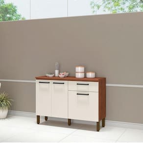 Balcão de Cozinha Ambiente Versalhes Nogueira Off White - Kits Paraná