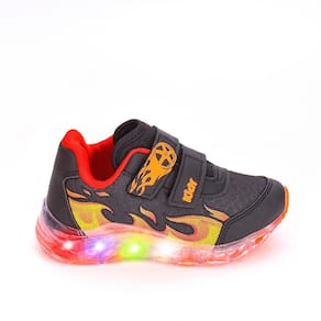 Tênis de Led Infantil Kidy Carro Turbo Preto e Laranja